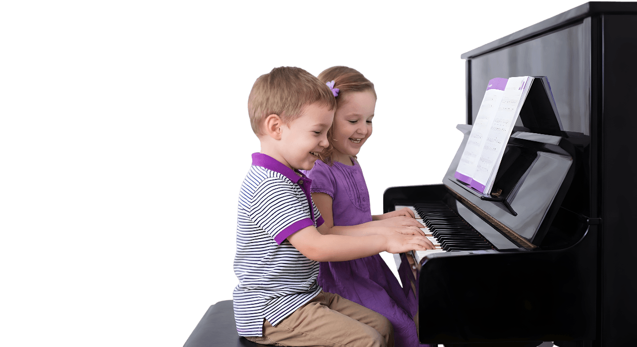 Children learning piano